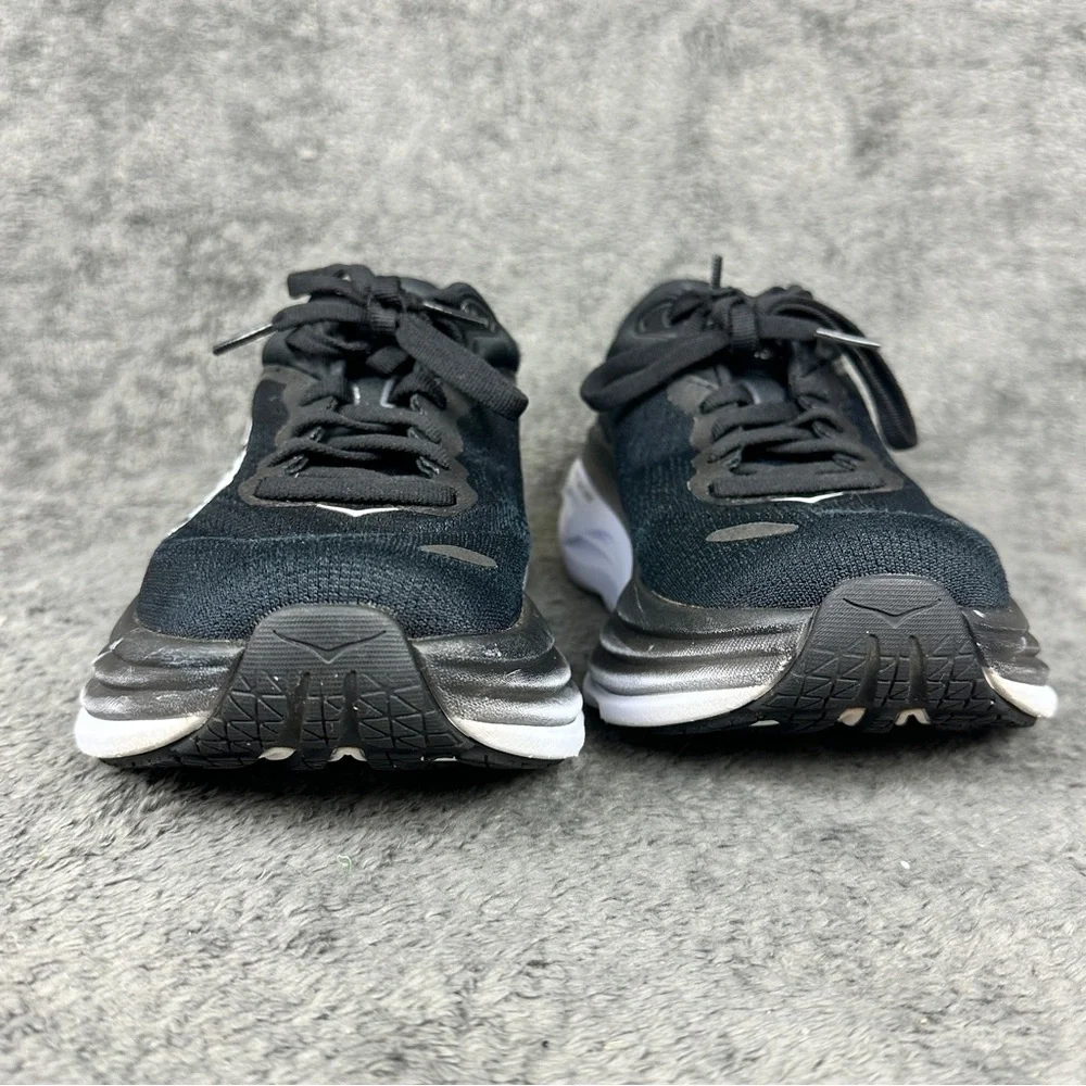 Hoka One One Shoes Womens 6 B Bondi 8 Black/White Running Athletic Gym - Picture 10 of 11